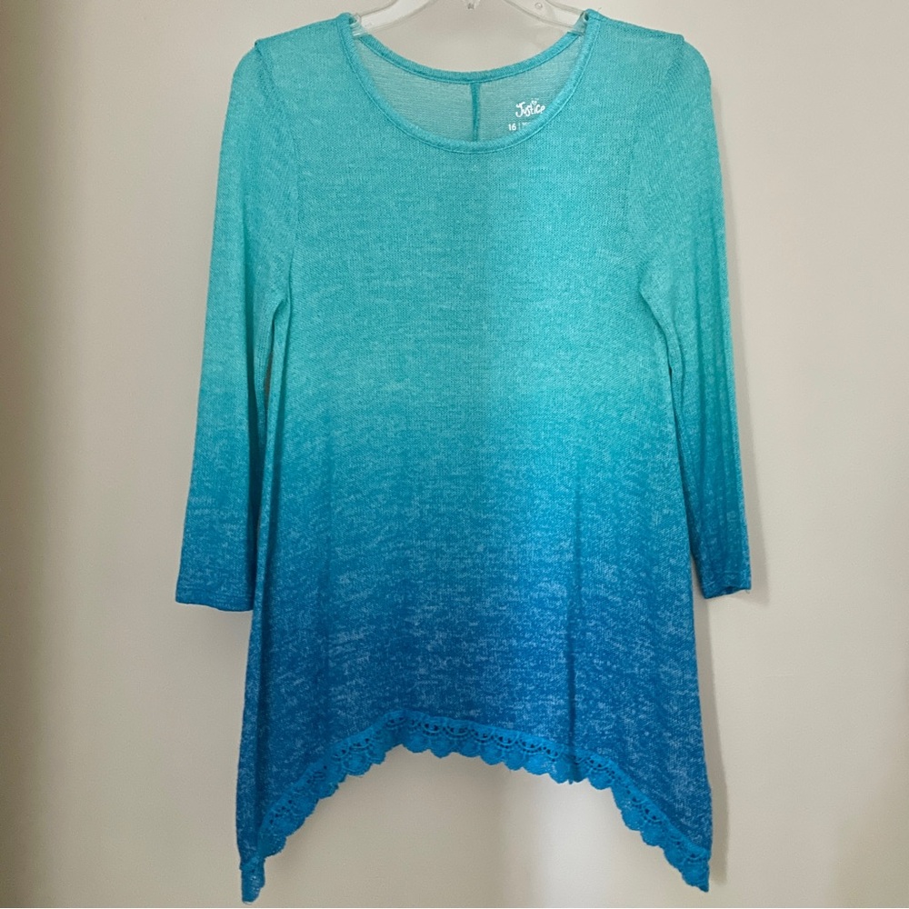 Justice Turquoise and Blue Gradient Sweater